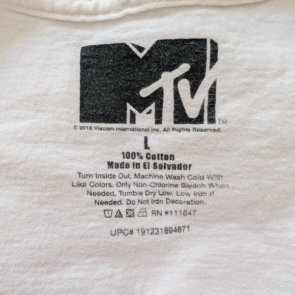 MTV music television tie dye on white t-shirt Large EUC - Picture 8 of 9